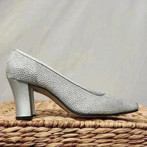 Nina Camino Silver Doral Mesh Glitter Dot Heels